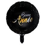 Ballon Alu Réveillon Noir Ø 45 cm. Hélium 0.015 m3 Pochette