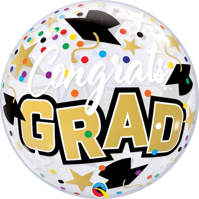 22'' M.CONGRATS GRAD STARS&DOTS BUBBLES