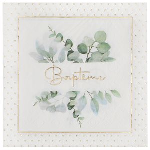 Serviette végétal Baptême Vert 33 x 33 cm Sachet de 20 pièce