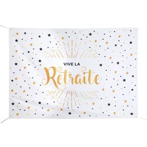 Toile de fond Vive la retraite Blanc Boîte d'1 pièce 210 x 1