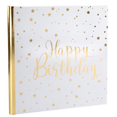 Livre d'or Happy Birthday Blanc 24 x 24 cm Sachet d'1 pièce