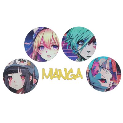 Déco à parsemer Manga Multicolore Sachet de 10 pièces Ø 5 cm