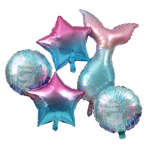 Kit ballons Sirène Irisé Pochette de 7 pièces ø 45 cm ballon