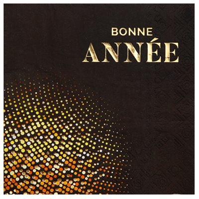 Serviette Bonne Année golden Noir 33 x 33 cm Sachet de 10 pi