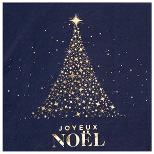 Serviette Noël Scintillant Marine 33 x 33 cm Sachet de 10 pi