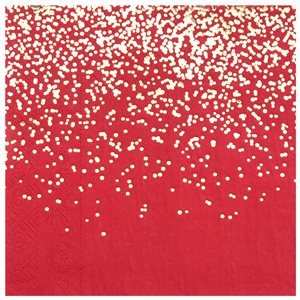 Serviette Noël Confettis Rouge 33 x 33 cm Sachet de 10 pièce