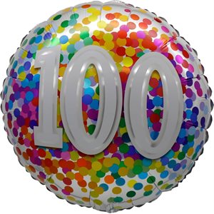 "18"" 100 Rainbow Confetti Balloon Airise"