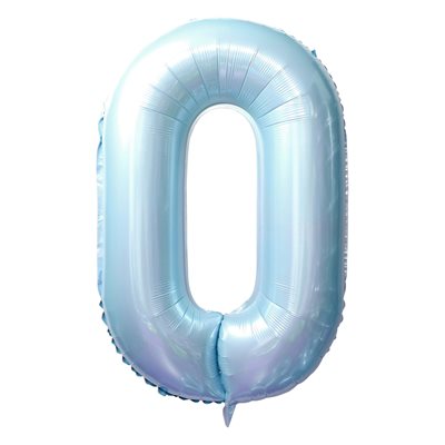 Ballon numéro 0 bleu bébé de 34 po