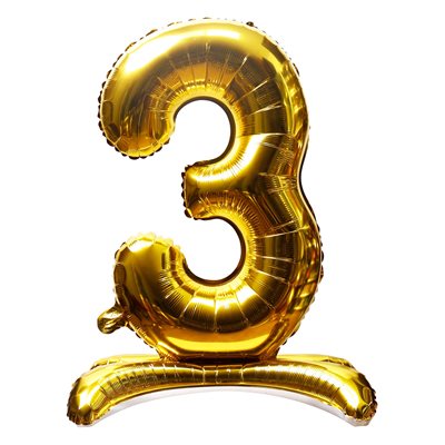 "32"" Stand Up Gold Number 3 Balloon"