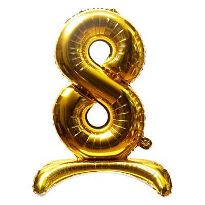 "32"" Stand Up Gold Number 8 Balloon"