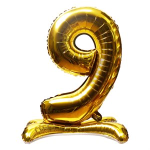 "32"" Stand Up Gold Number 9 Balloon"