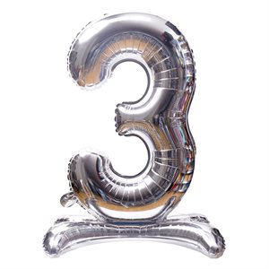 "32"" Stand Up Silver Number 3 Balloon"