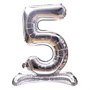 "32"" Stand Up Silver Number 5 Balloon"