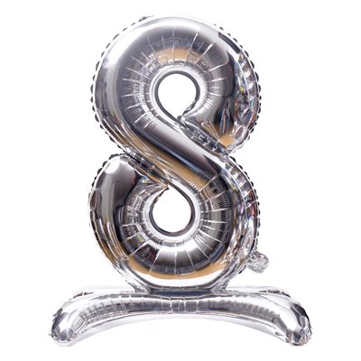 "32"" Stand Up Silver Number 8 Balloon"